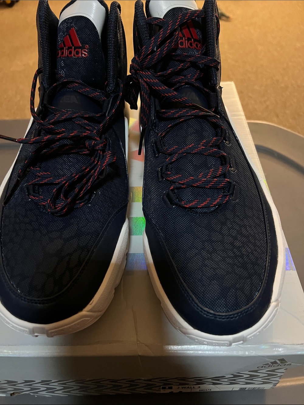 Adidas Men's Navy and Red Athletic Sneakers Sz 14